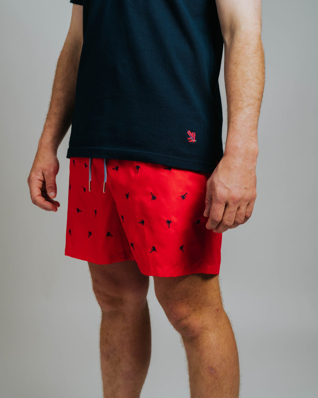 Board Shorts - Red Palm Tree