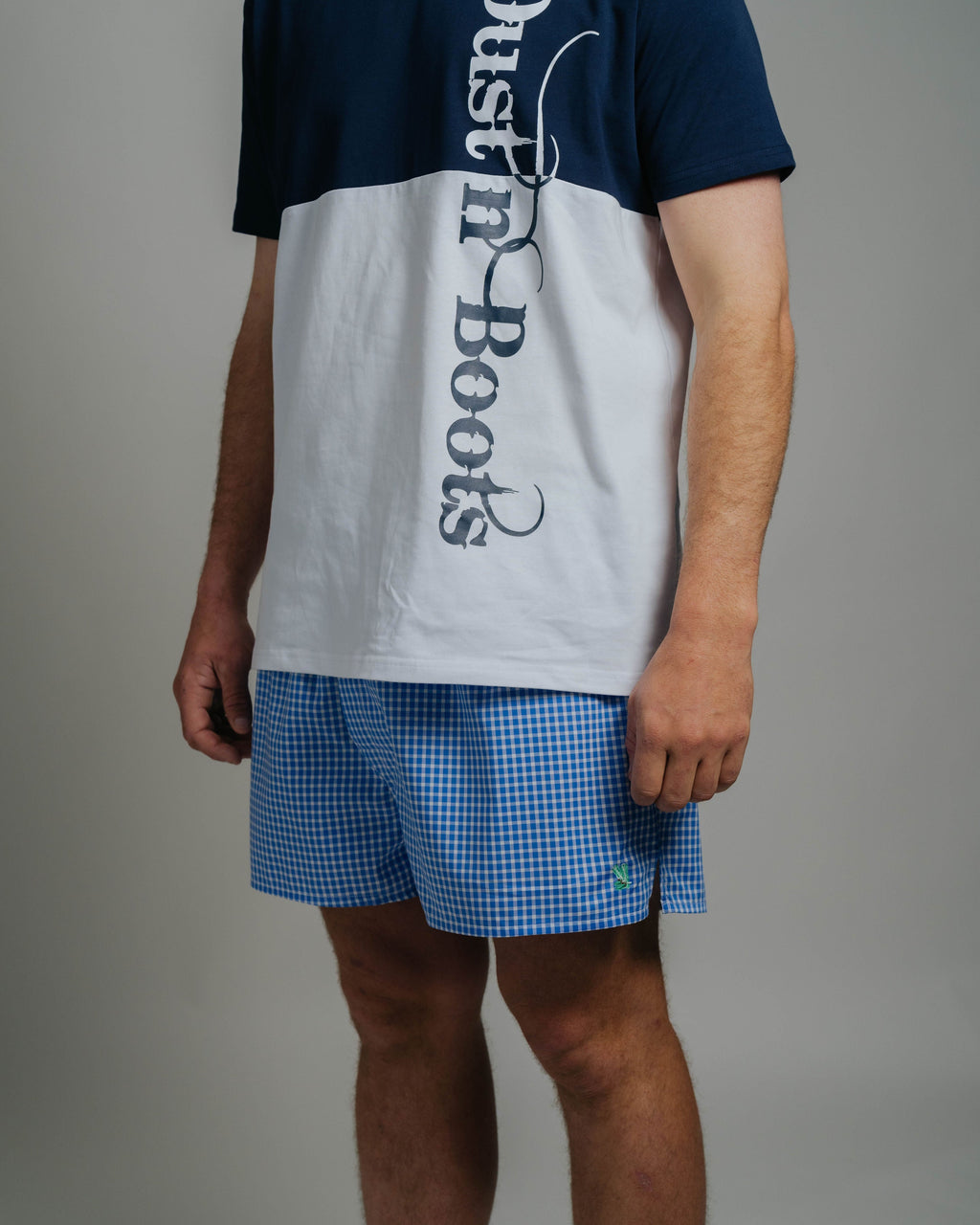 Boxer Shorts - Blue Check / Green Trim