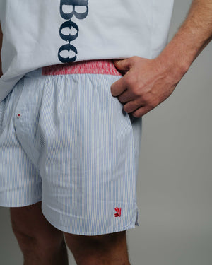 Boxer Shorts - Blue Stripe w. Red Band