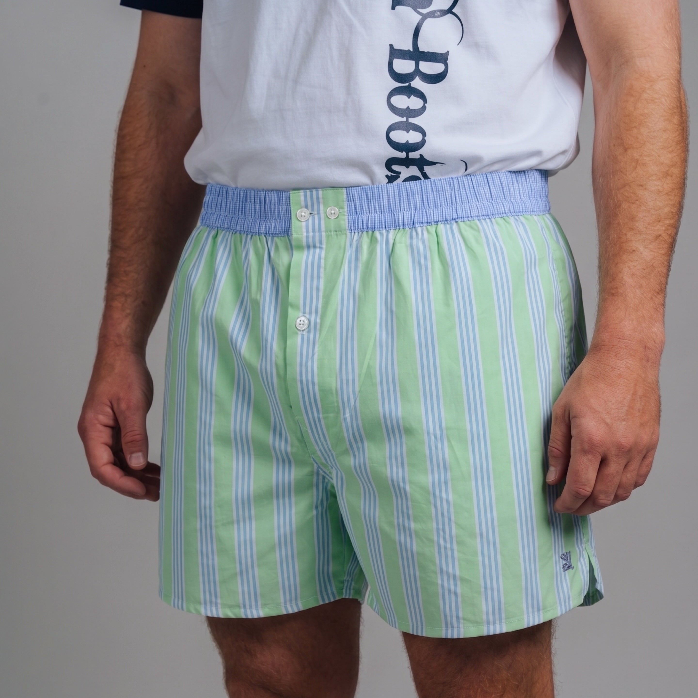 Boxer Shorts - Green / Blue Stripe