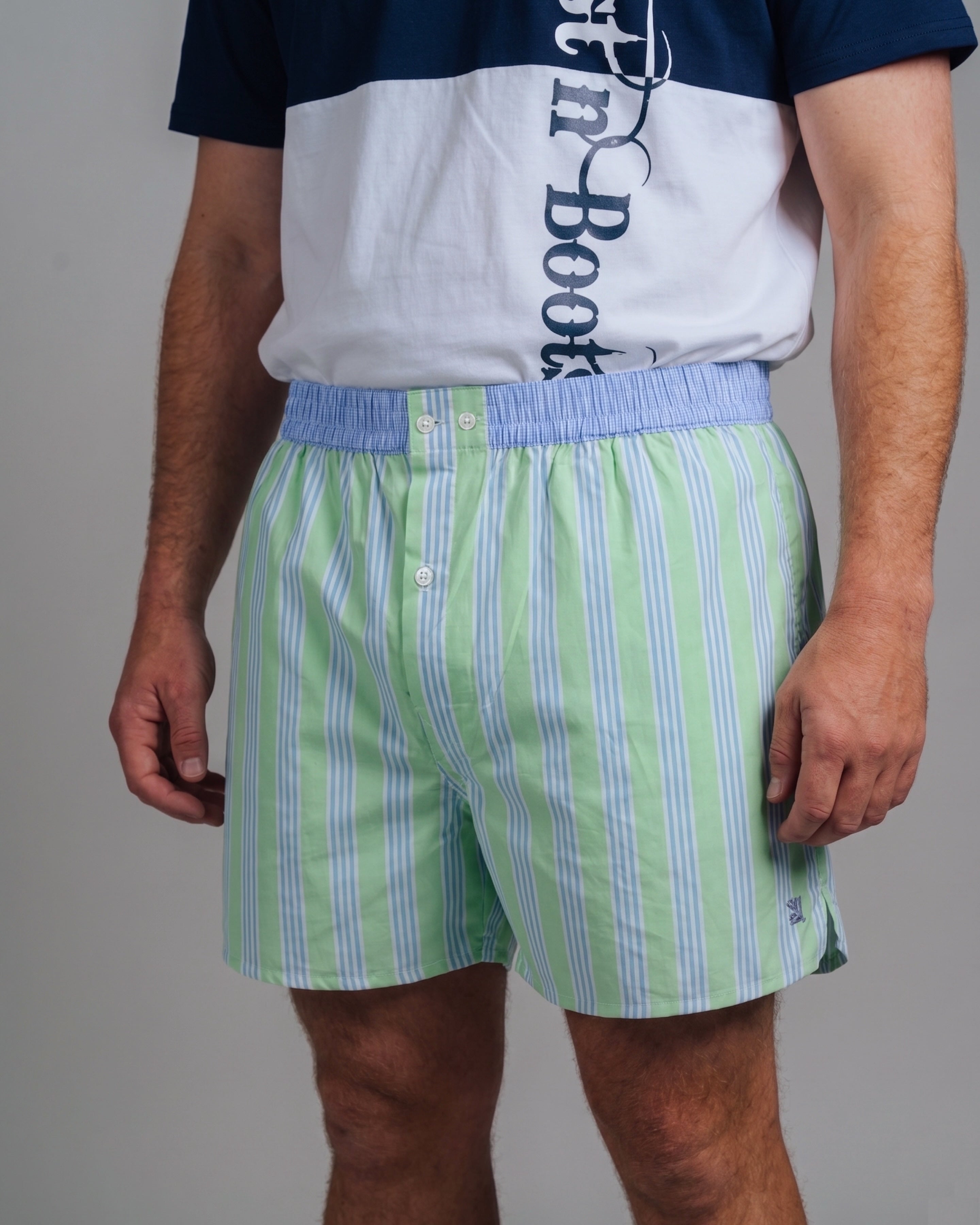 Boxer Shorts - Green / Blue Stripe