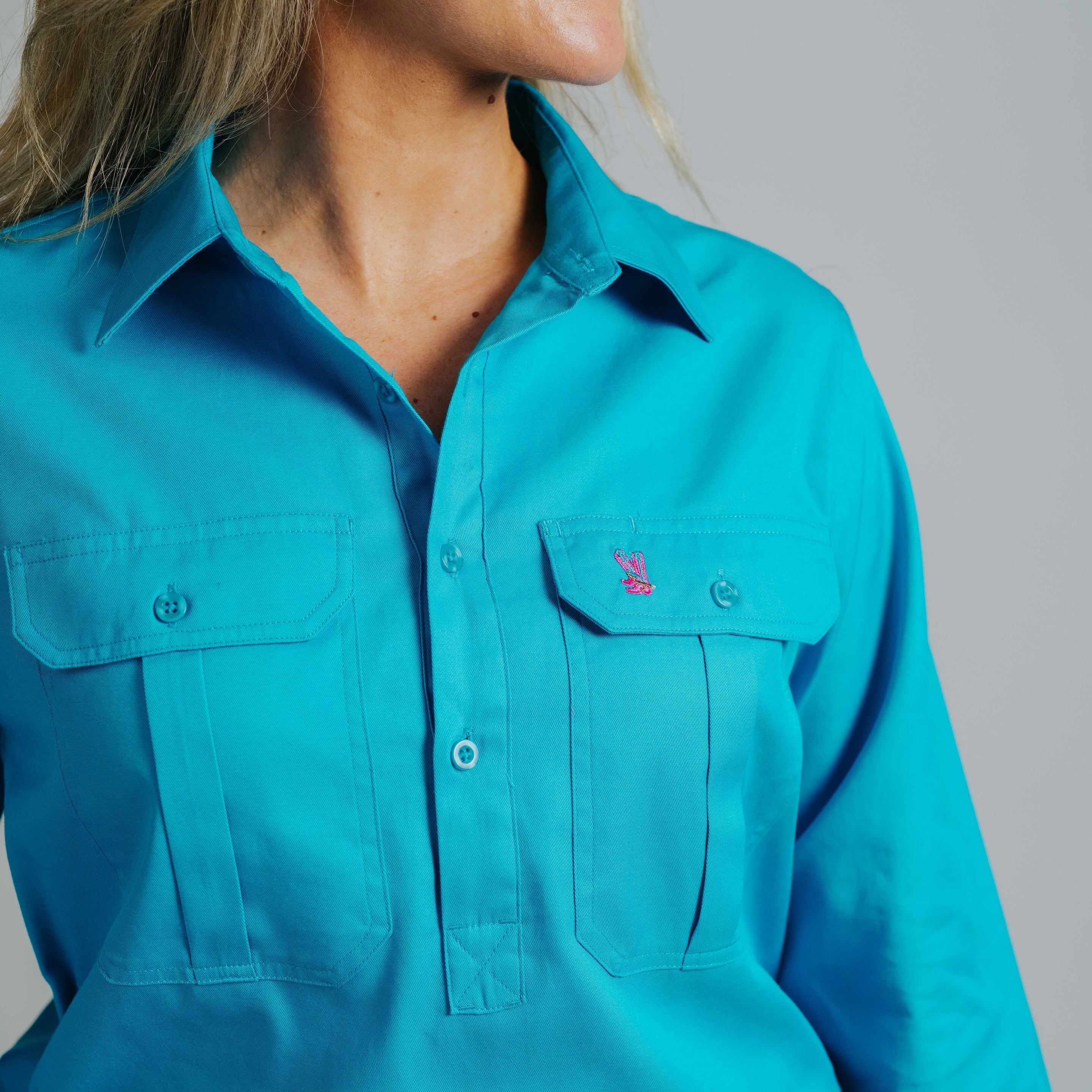 Cleland Aqua Work Shirts