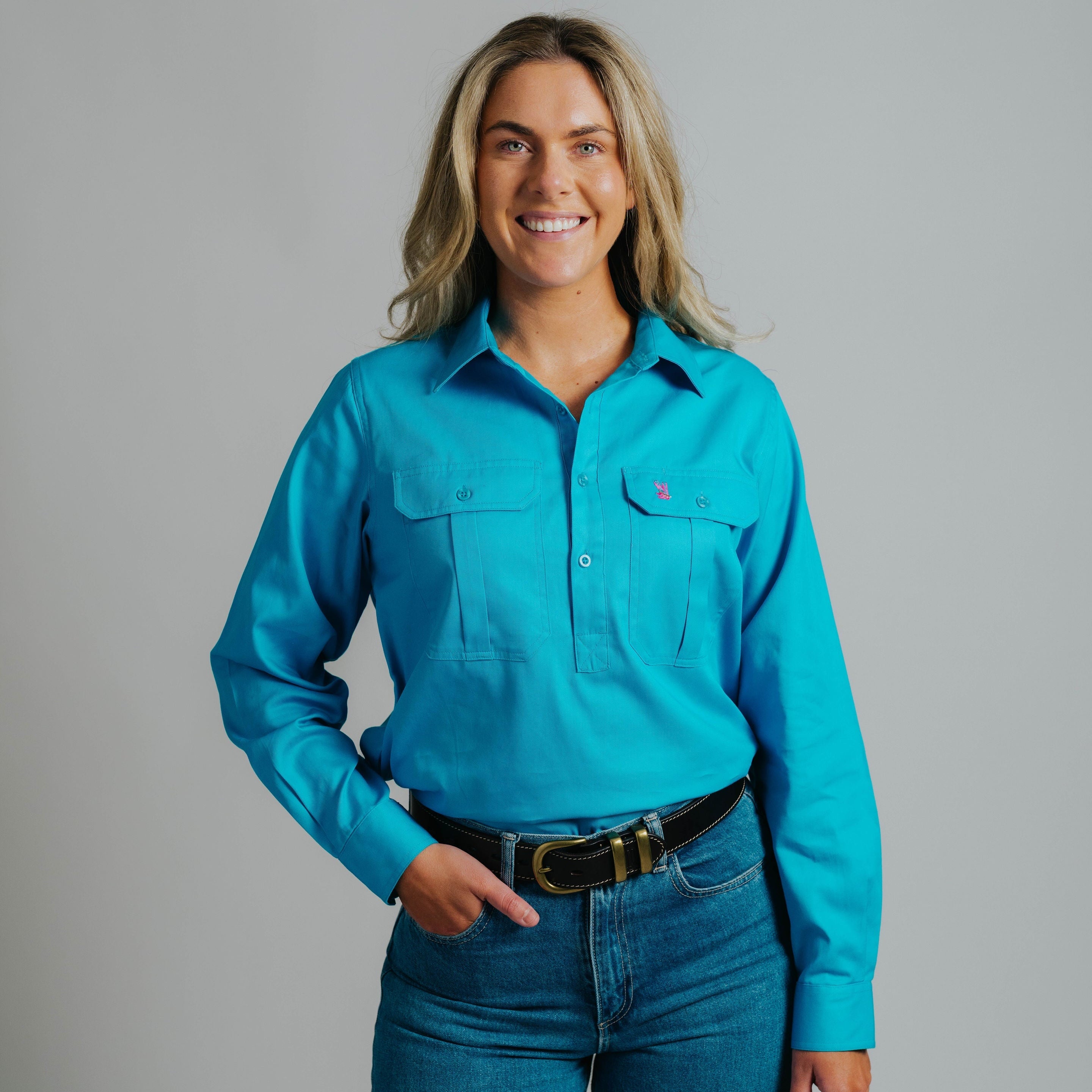 Cleland Aqua Work Shirts