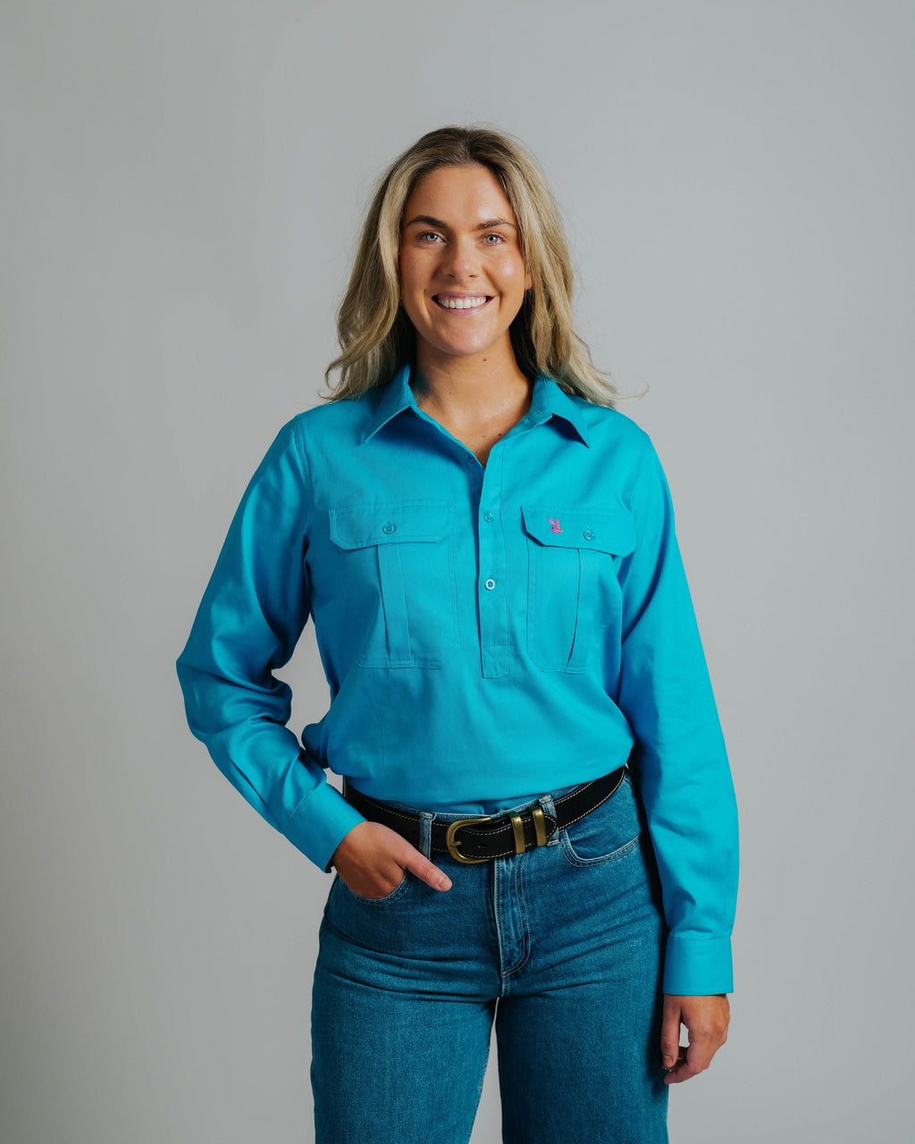 Cleland Aqua Work Shirts