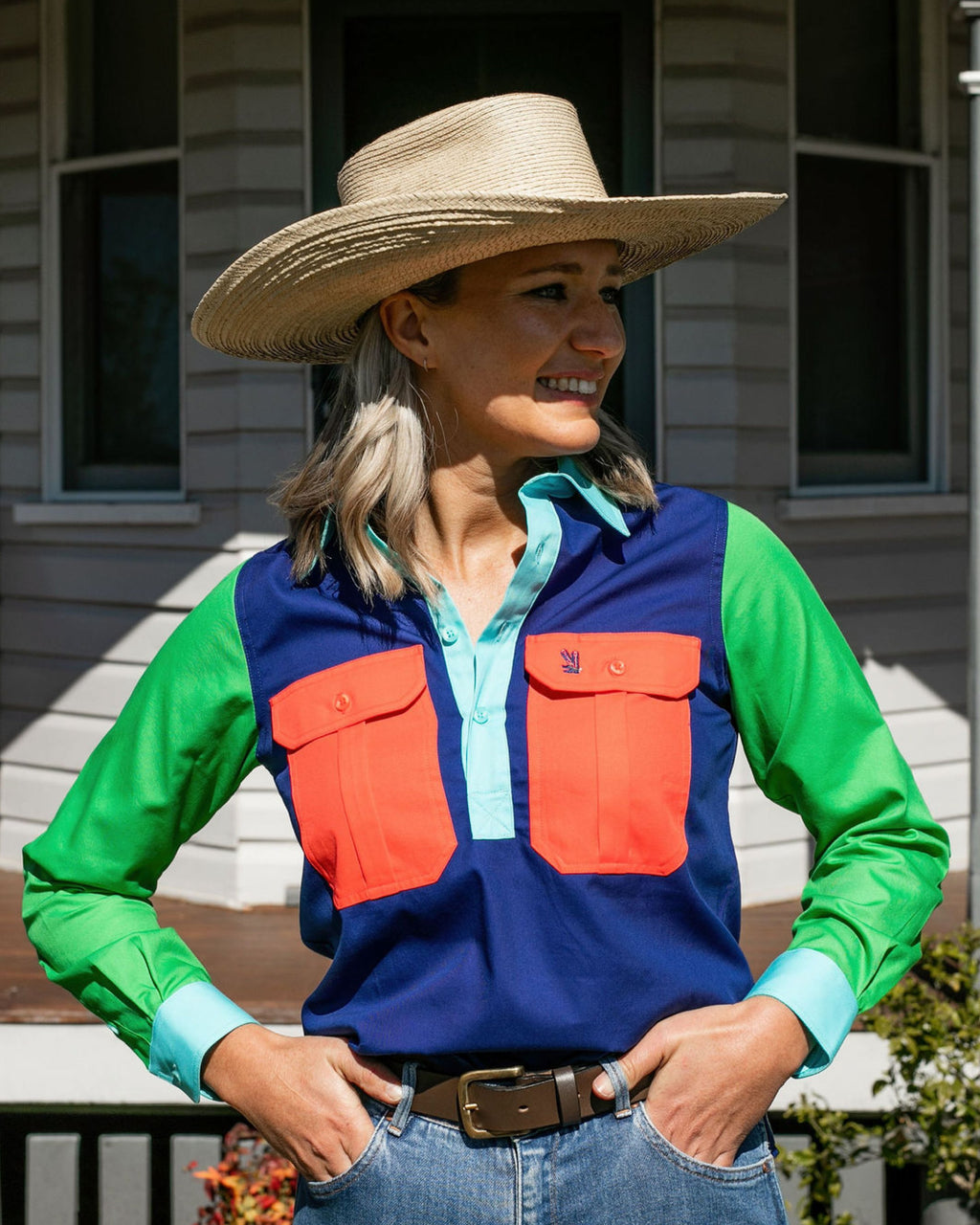 Cleland Cobalt Multi Work Shirt