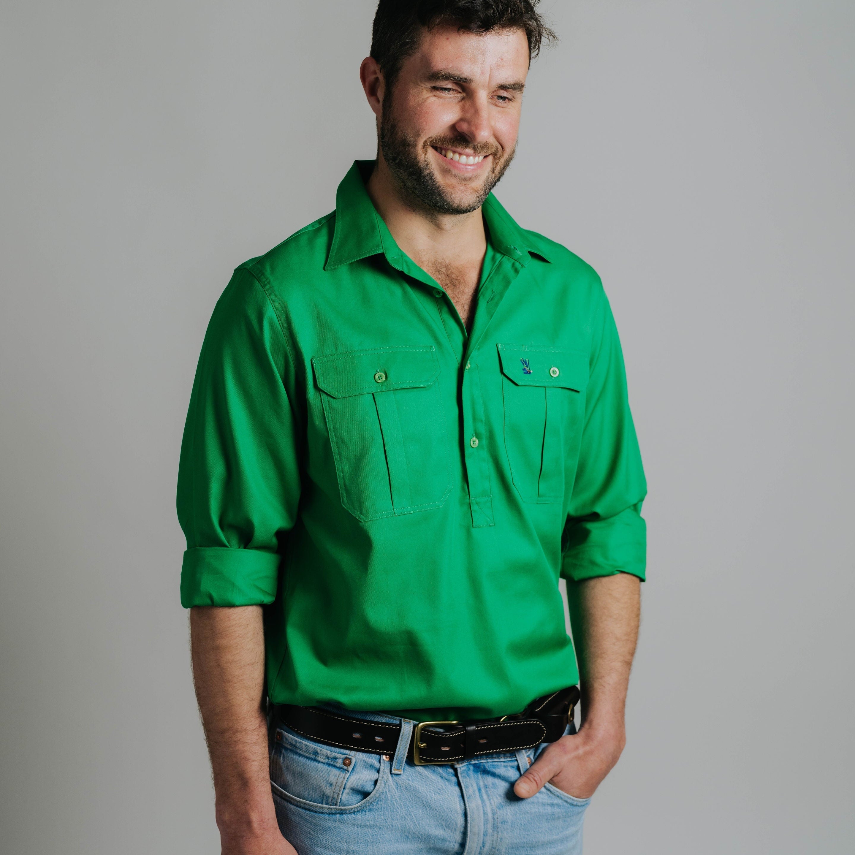 Cleland Green Work Shirt