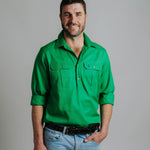 Cleland Green Work Shirt - Mid Weight