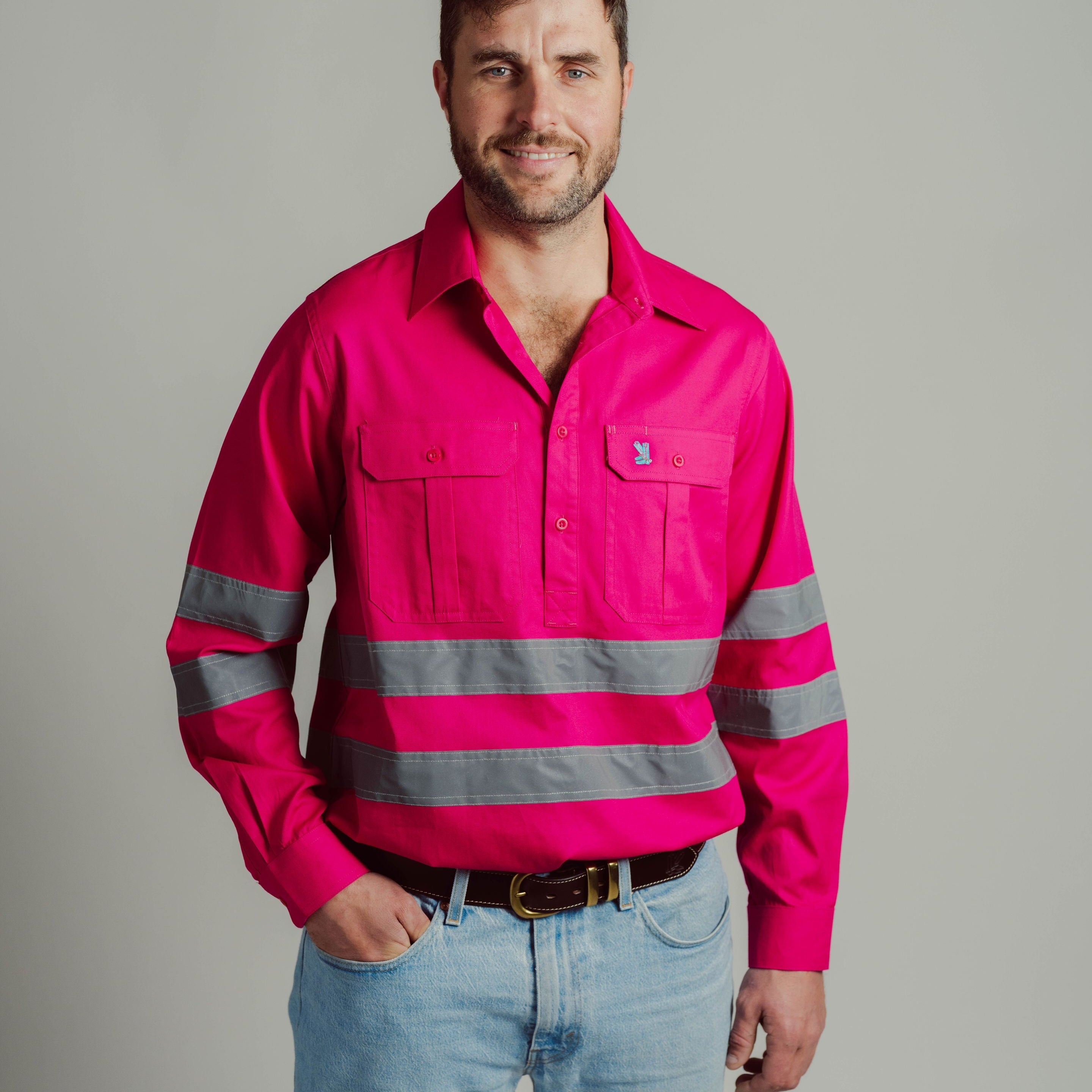 Cleland Hi Vis Fuchsia Work Shirt