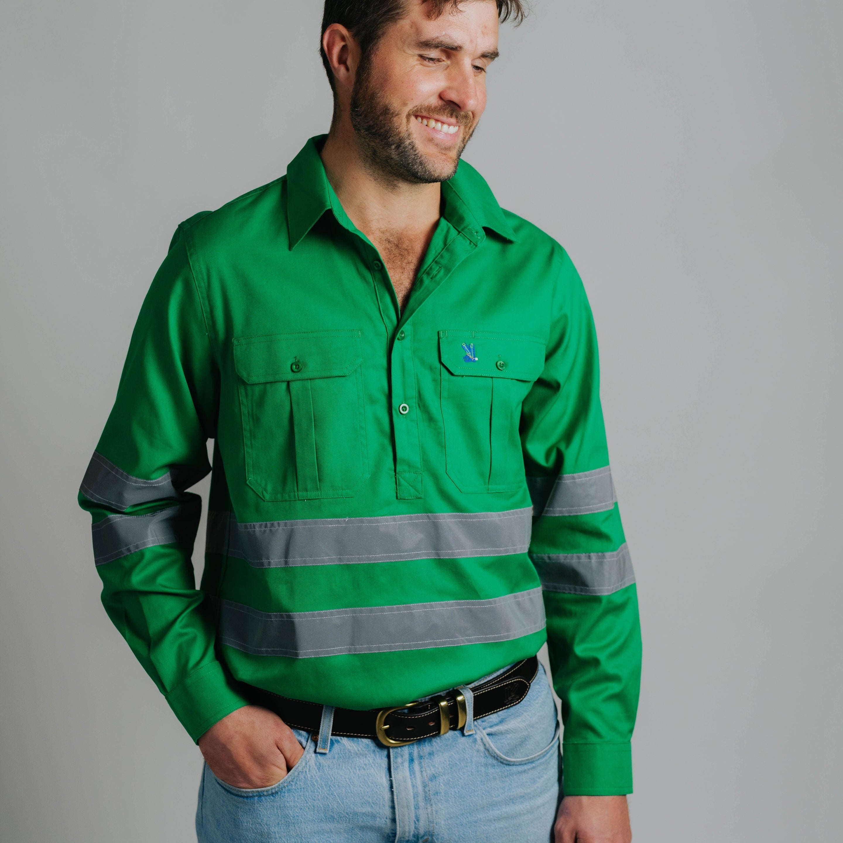 Cleland Hi Vis Green Work Shirt