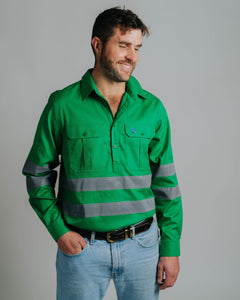 Cleland Hi Vis Green Work Shirt
