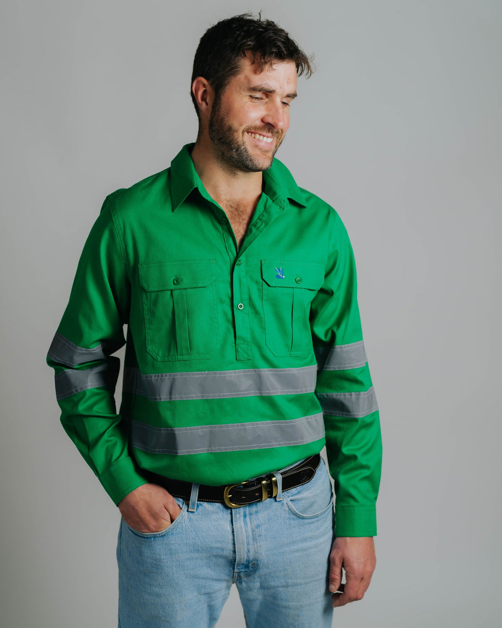 Cleland Hi Vis Green Work Shirt