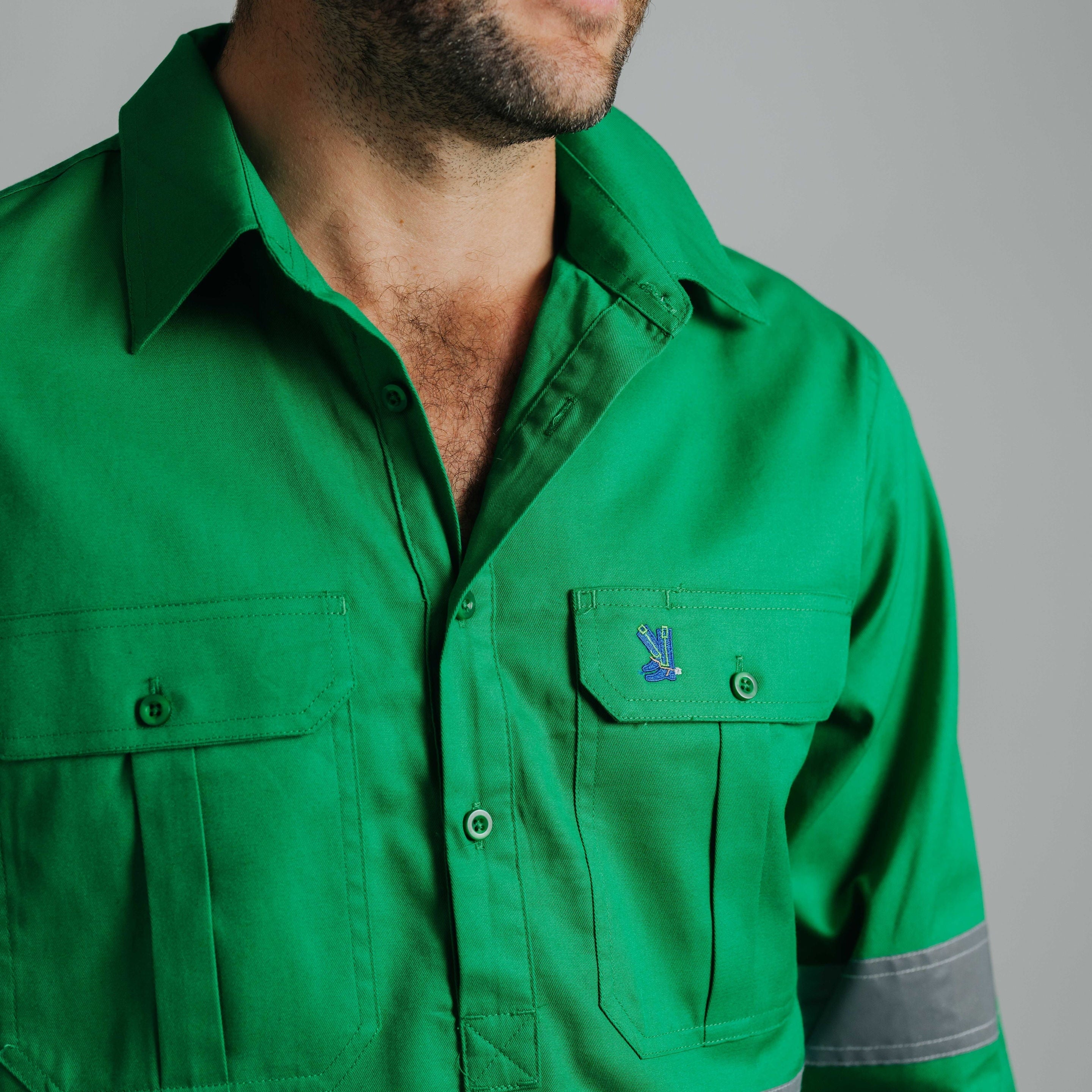 Cleland Hi Vis Green Work Shirt