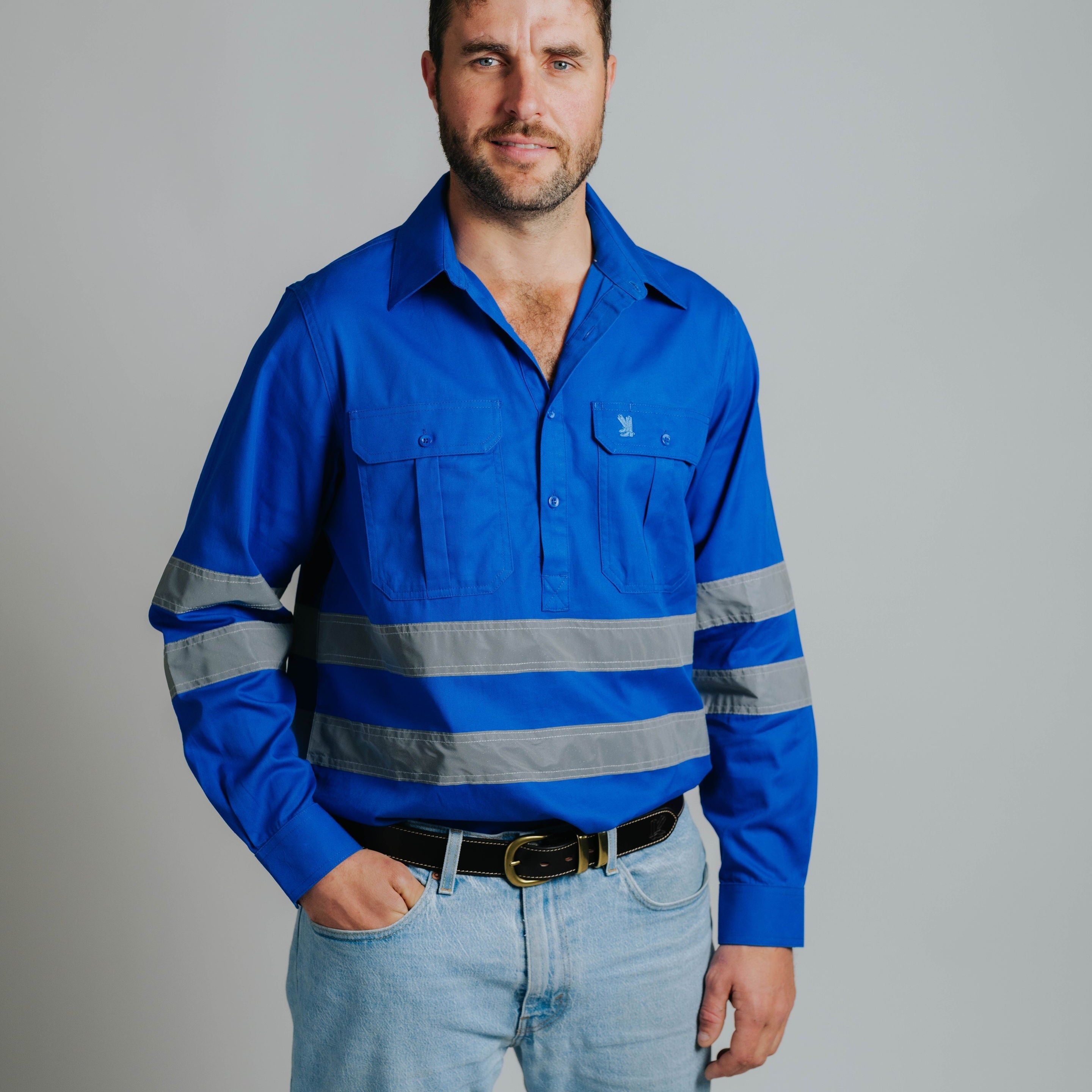 Cleland Hi Vis Jacaranda Work Shirt