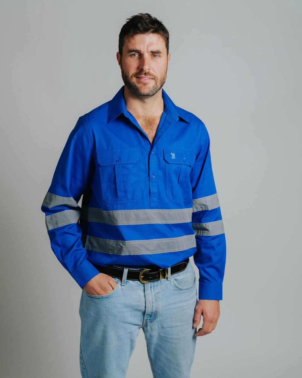 Cleland Hi Vis Jacaranda Work Shirt