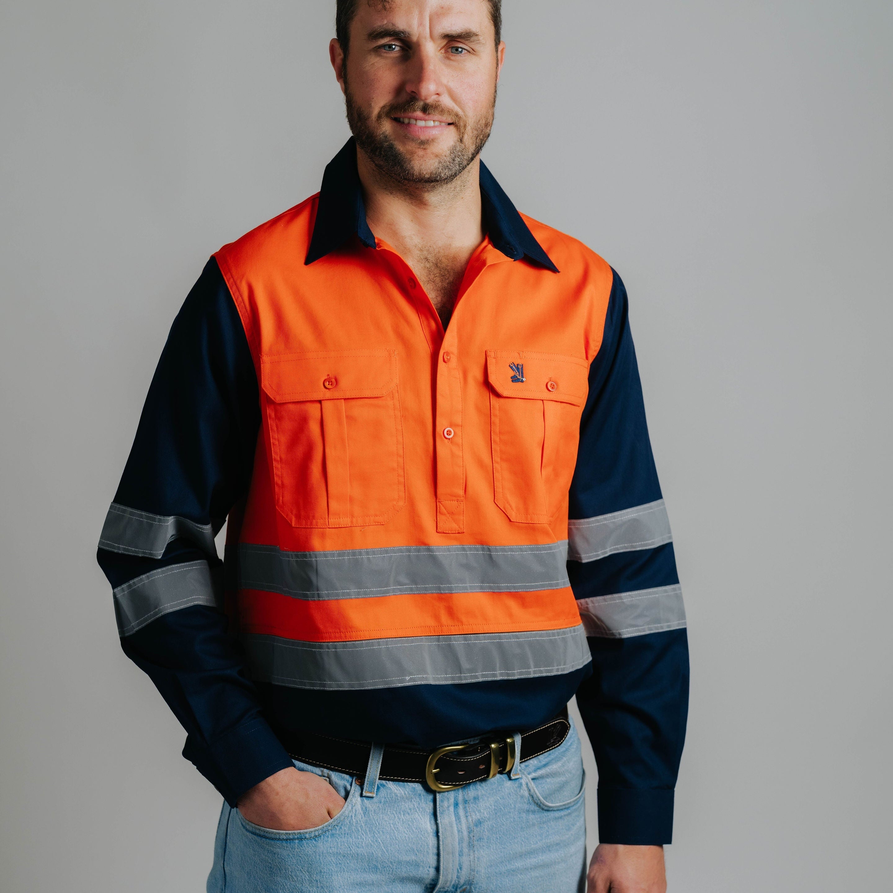 Cleland Hi Vis Orange Work Shirt