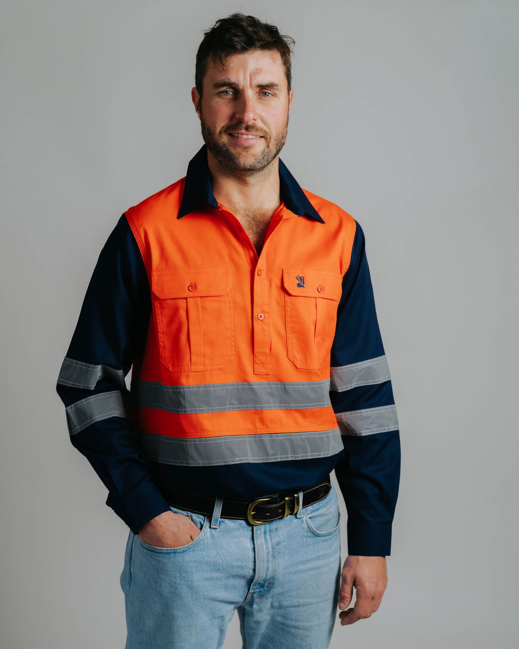 Cleland Hi Vis Orange Work Shirt