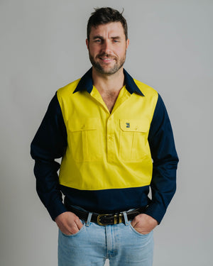 Cleland Hi Vis Yellow (no tape) Work Shirt