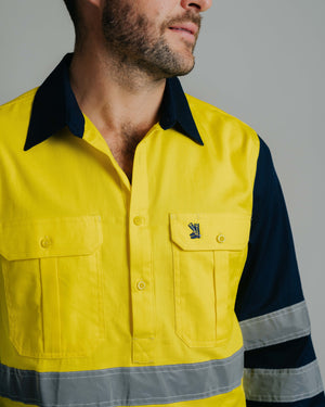 Cleland Hi Vis Yellow (w. tape) Work Shirt