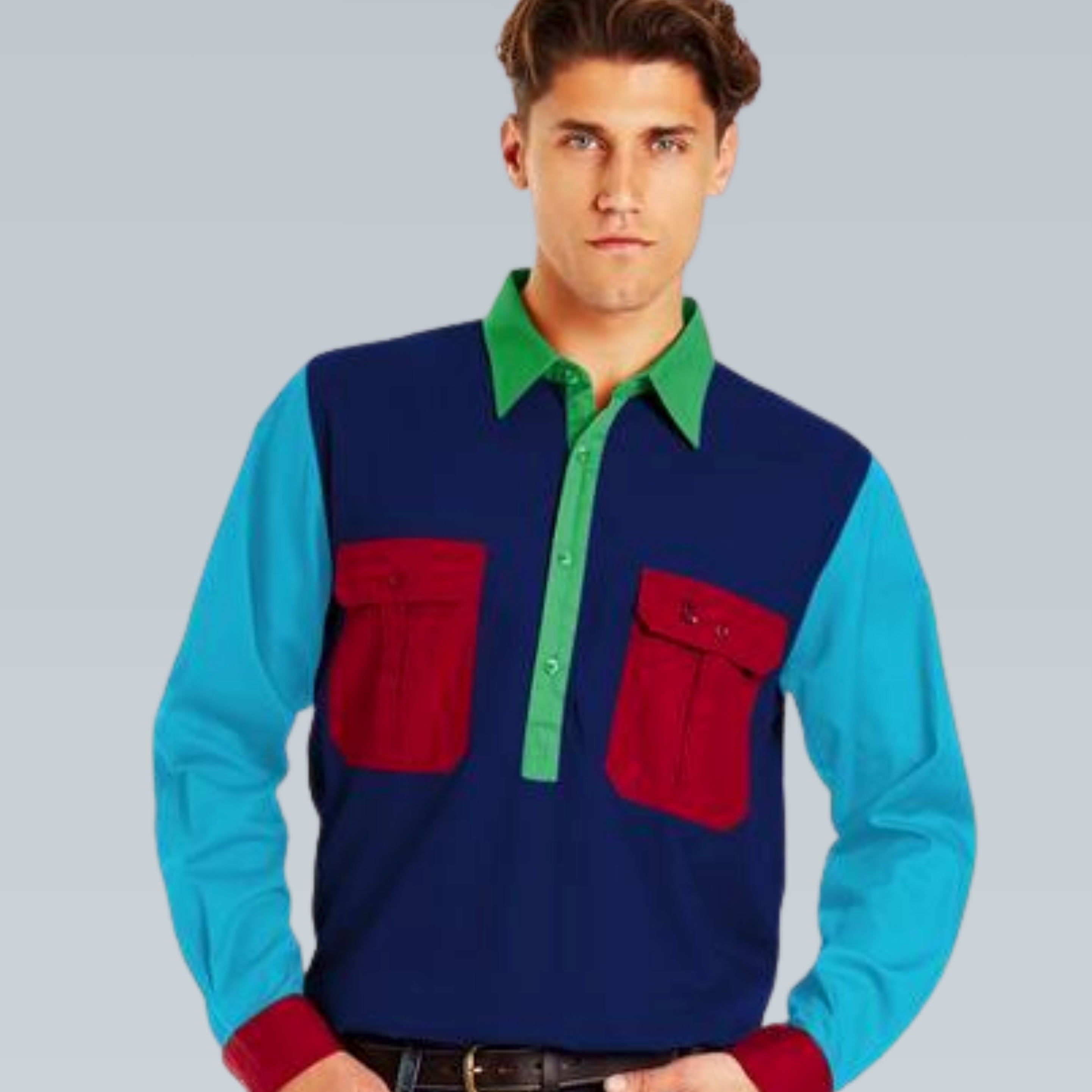 Cleland Red Pocket Multi Work Shirt