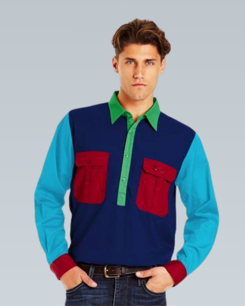 Cleland Red Pocket Multi Work Shirt