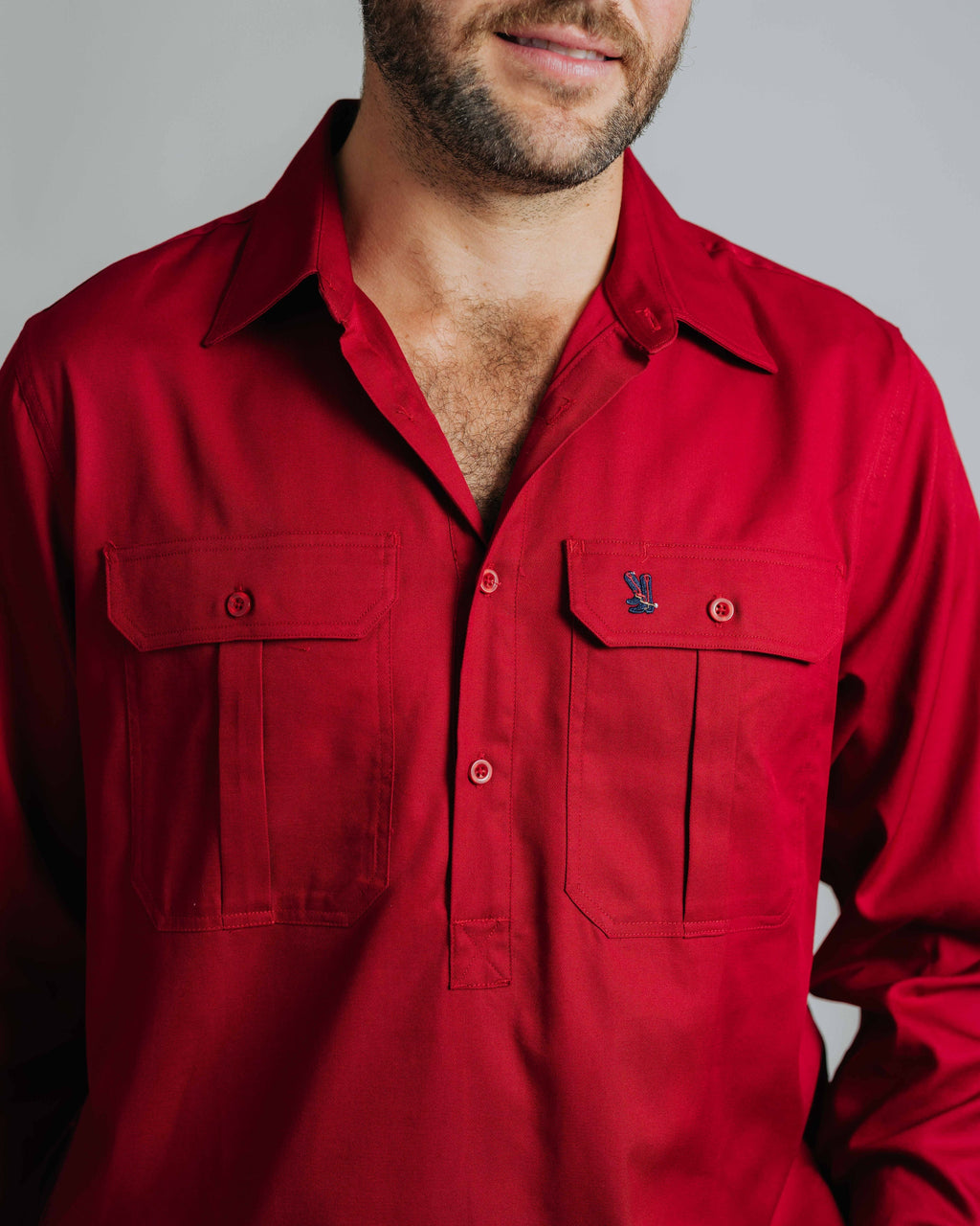 Cleland Red Work Shirt - Mid Weight