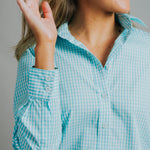 Coco E-Aqua/White Check Relaxed Fit Shirt