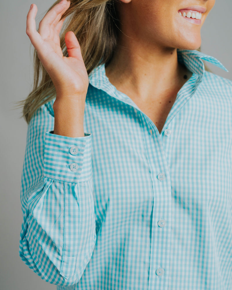 Coco E-Aqua/White Check Relaxed Fit Shirt