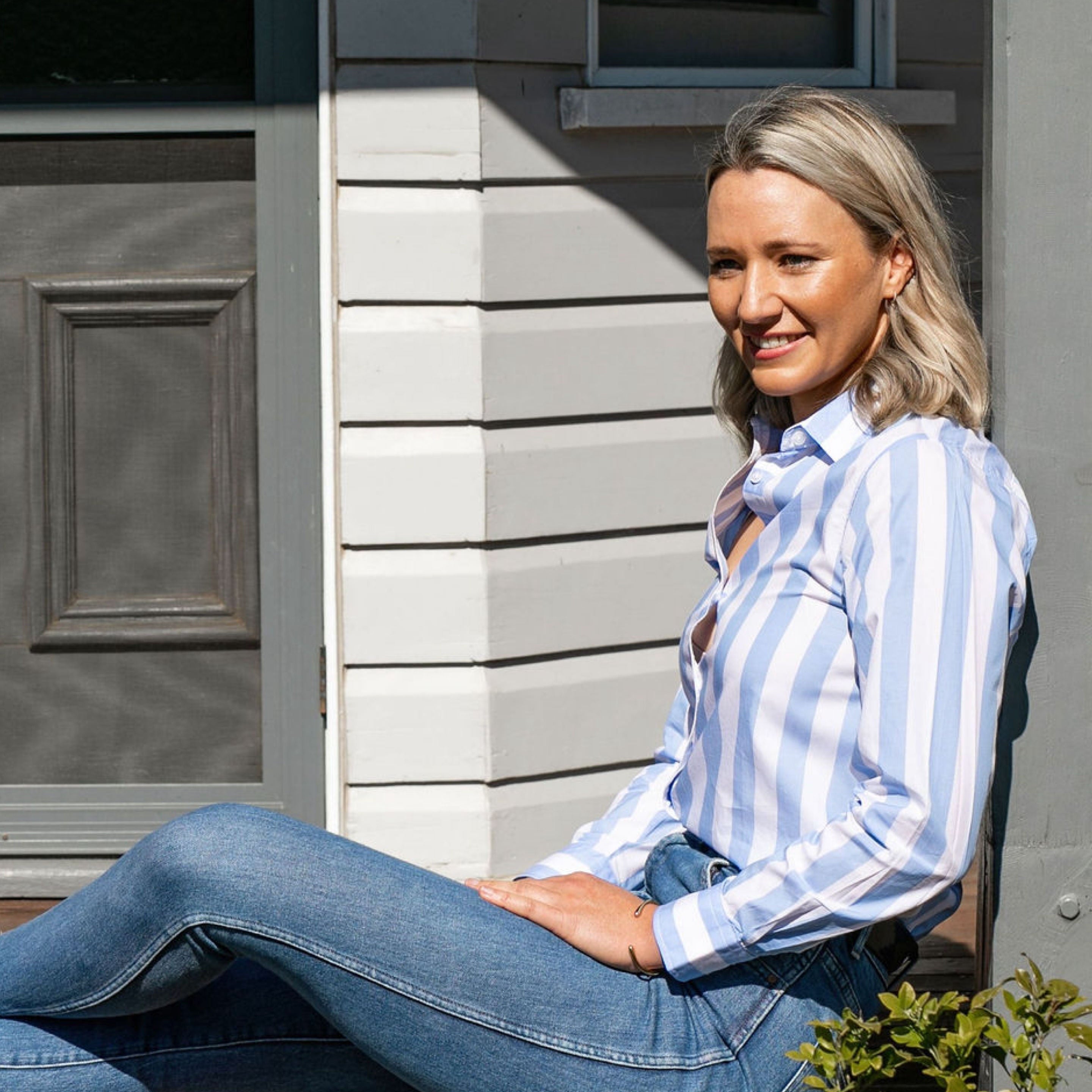 Coco F-Blue/White Stripe Relaxed Fit Shirt