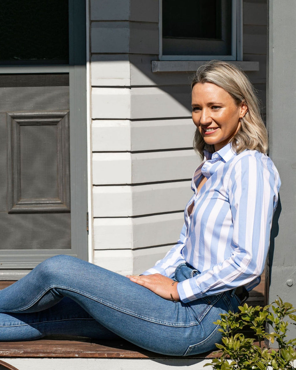 Coco F-Blue/White Stripe Relaxed Fit Shirt