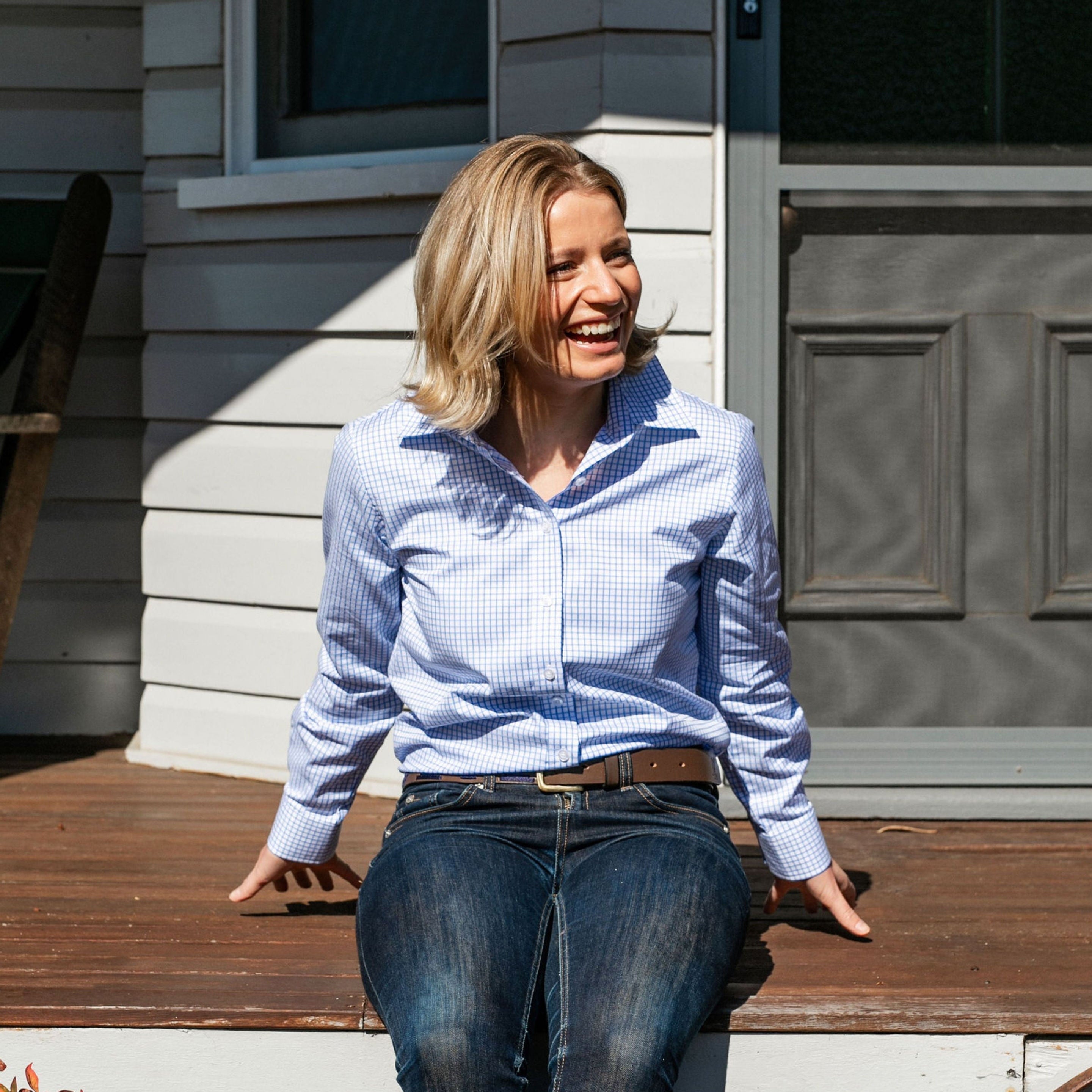 Coco Fine Blue Check Relaxed Fit Shirt
