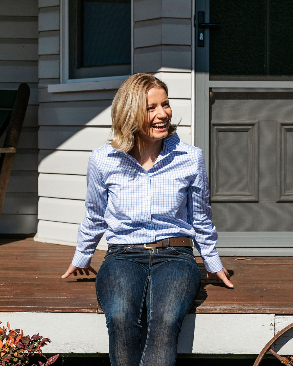 Coco Fine Blue Check Relaxed Fit Shirt