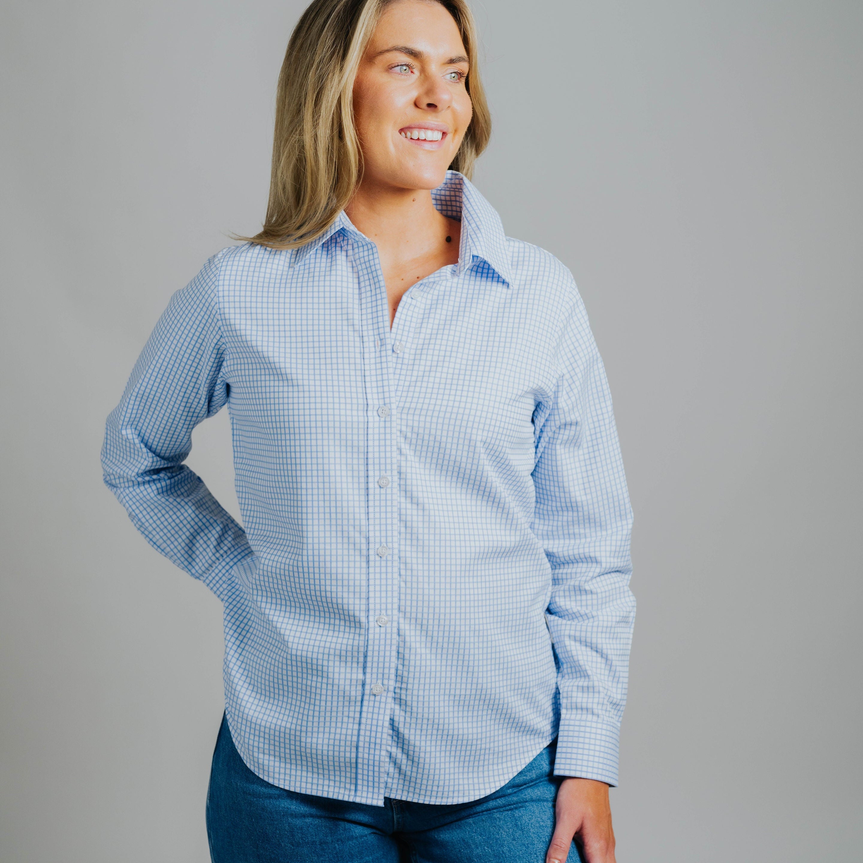 Coco Fine Blue Check Relaxed Fit Shirt