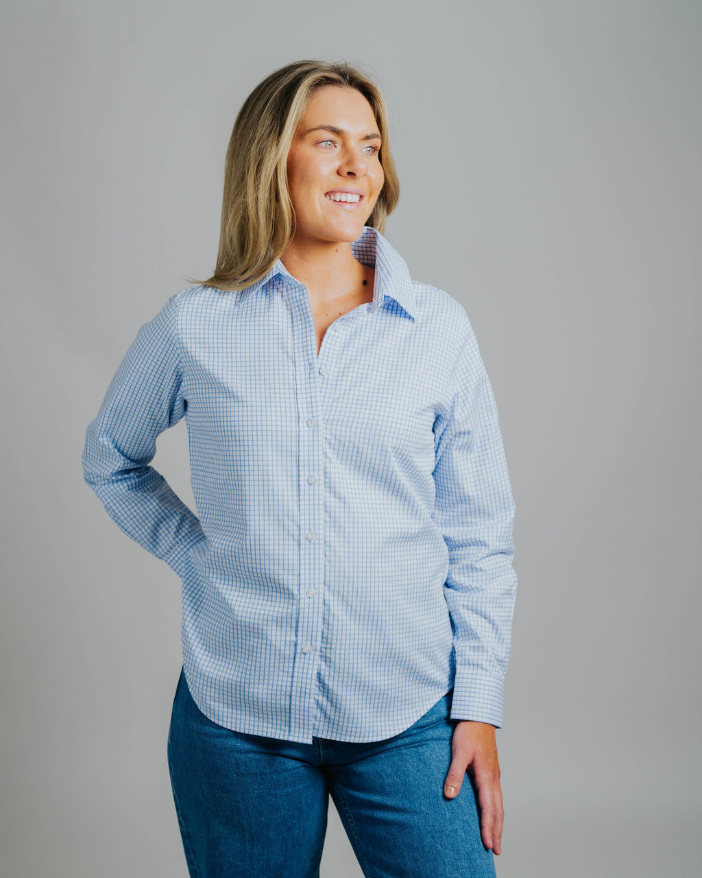 Coco Fine Blue Check Relaxed Fit Shirt