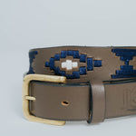 Designer Belt - Navy/White Leather