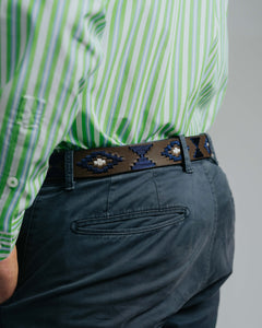 Designer Belt - Navy/White Leather