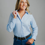 Elly V-Blue Herringbone