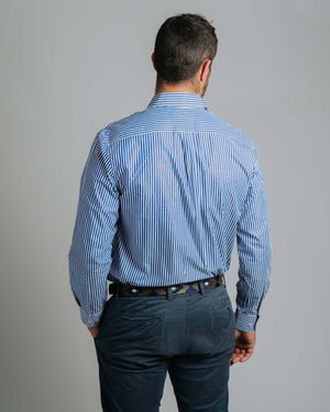 Gournama F-Navy Stripe/Red Check Trim