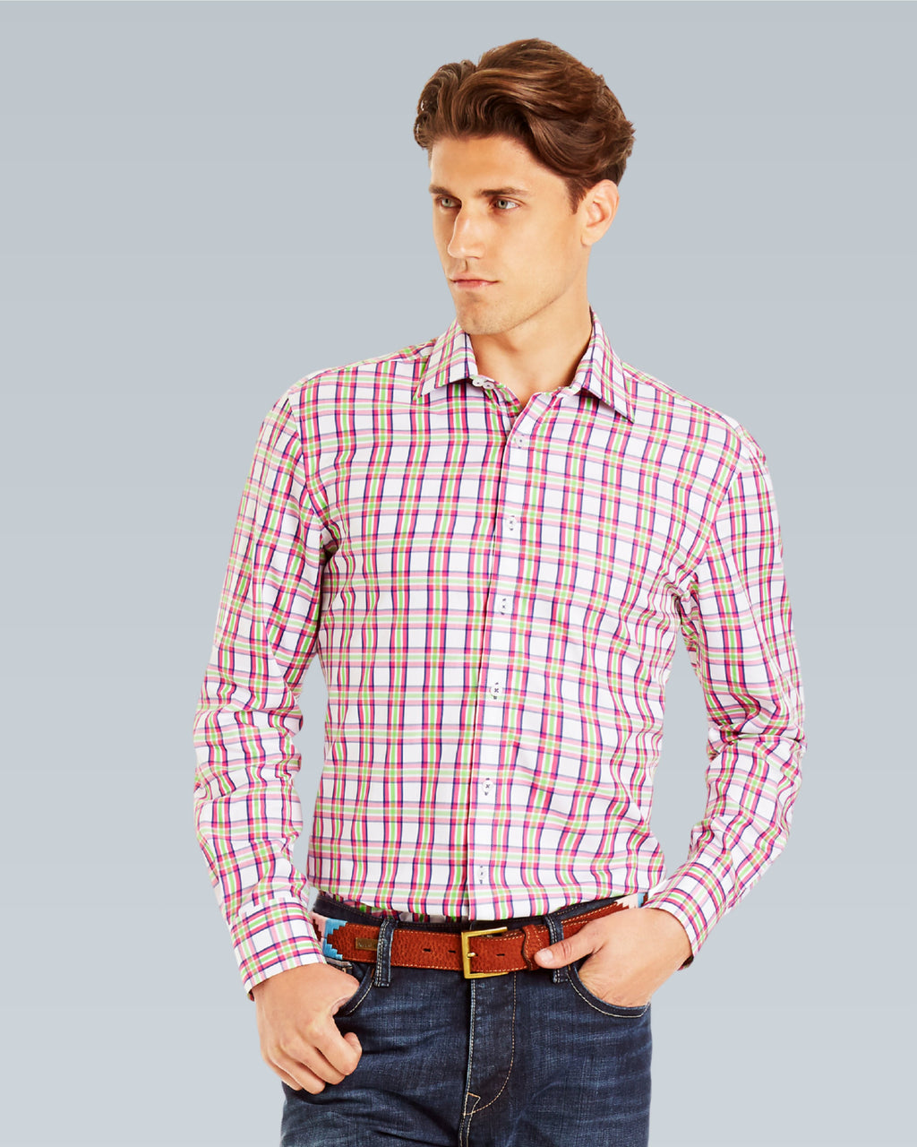 Hamish F-Fuchsia/Lime/Cobalt Check