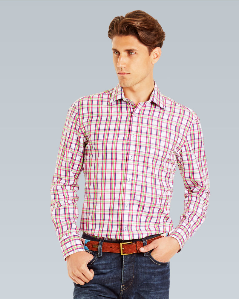 Hamish F-Fuchsia/Lime/Cobalt Check