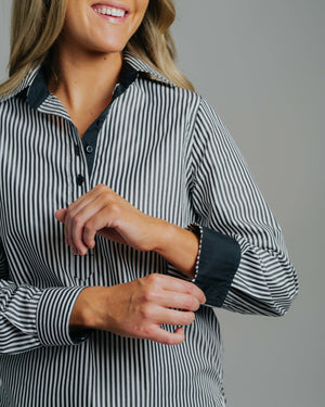Helly Black / White Stripe