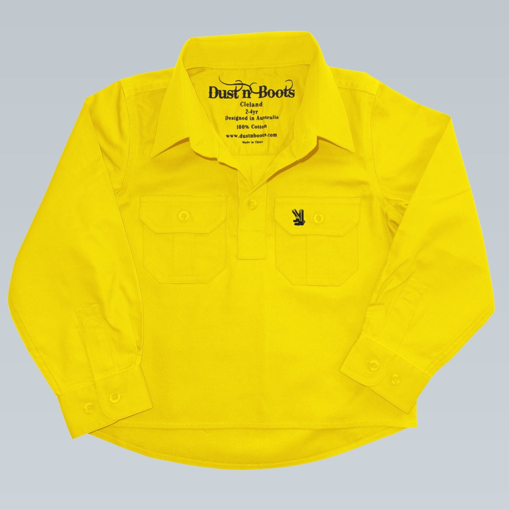 Kids Bright Yellow Half Button