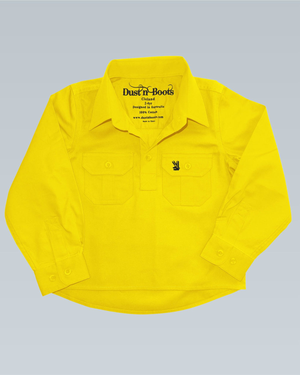 Kids Bright Yellow Half Button