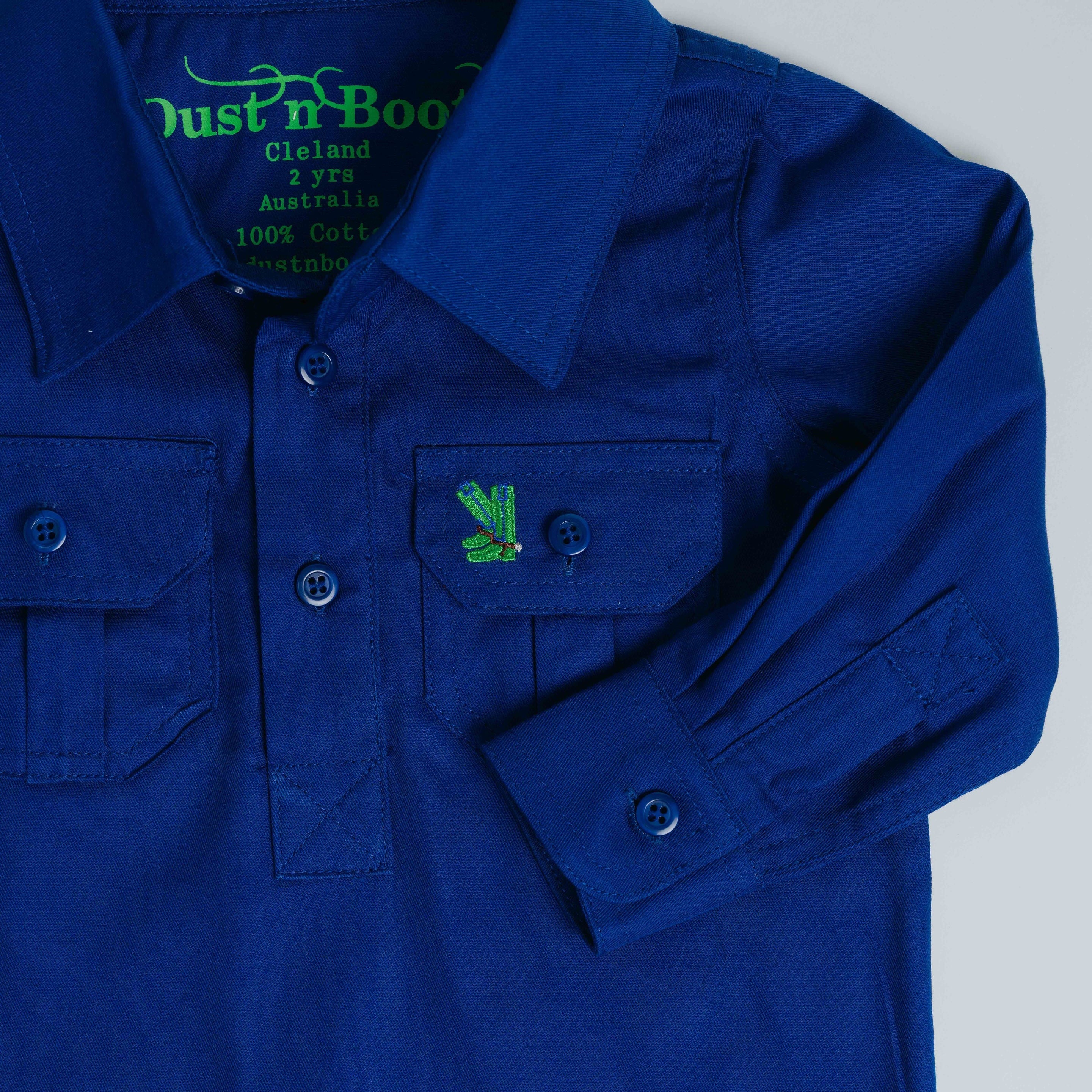 Kids Cobalt Half Button