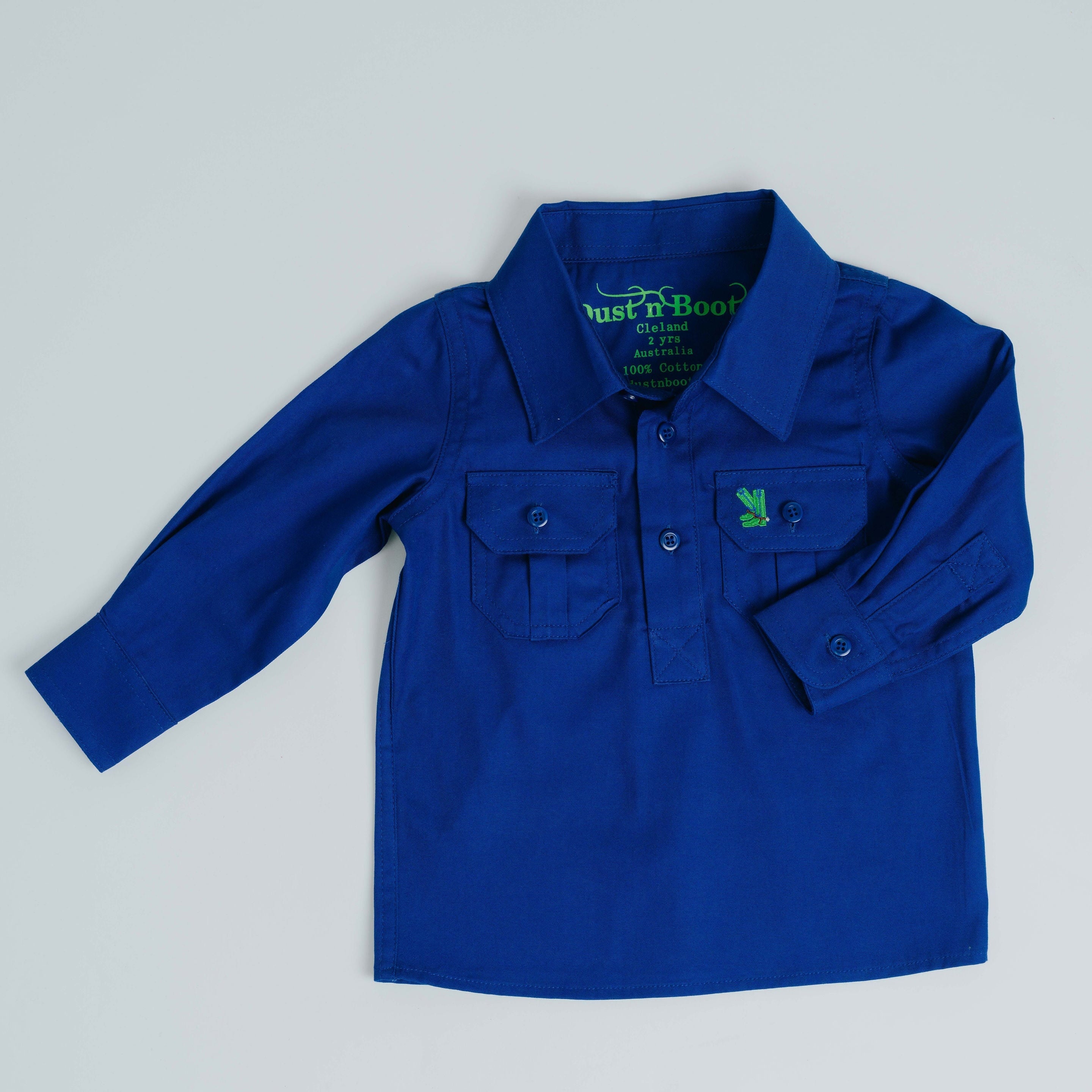 Kids Cobalt Half Button