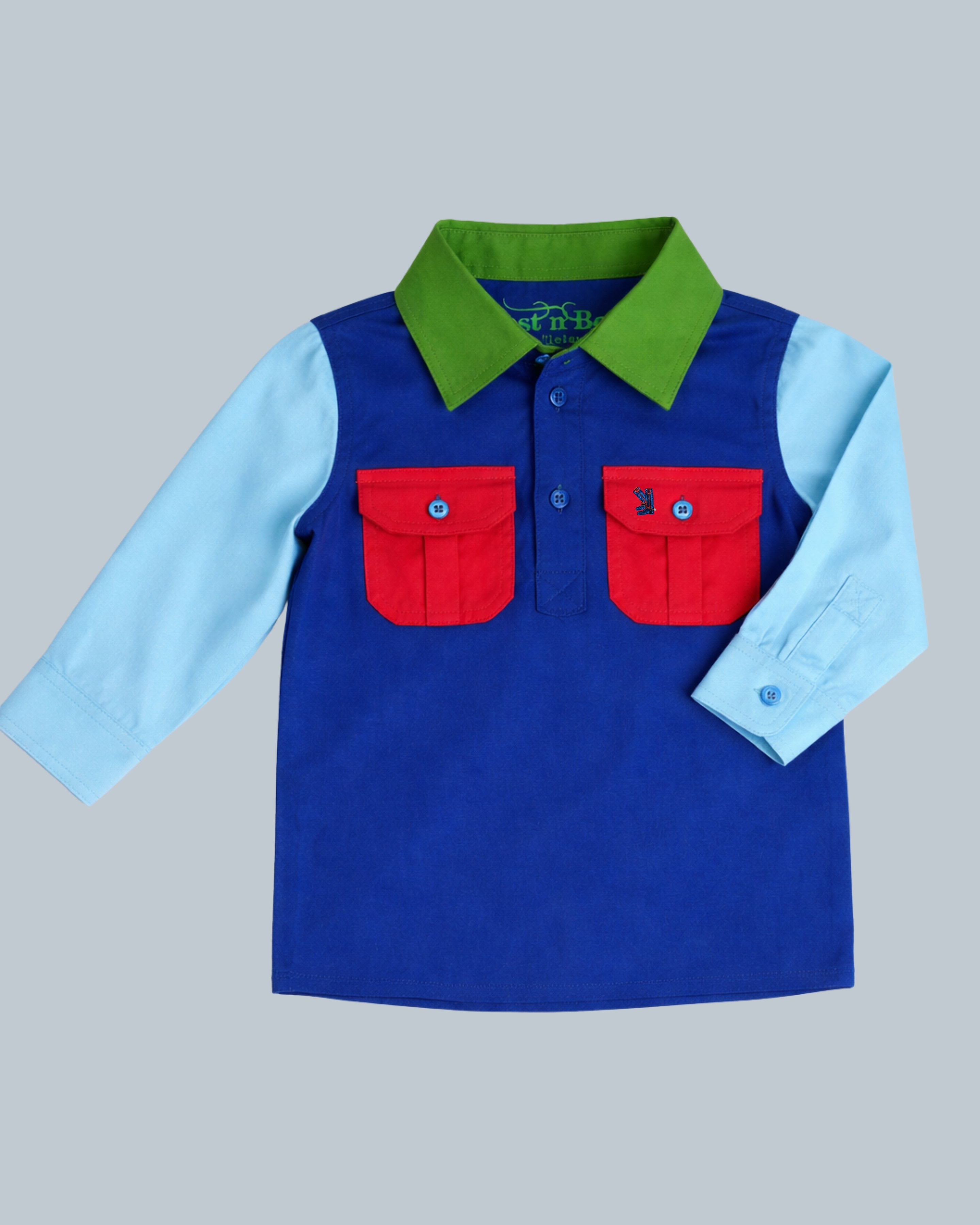 Kids Cobalt Multi Half Button