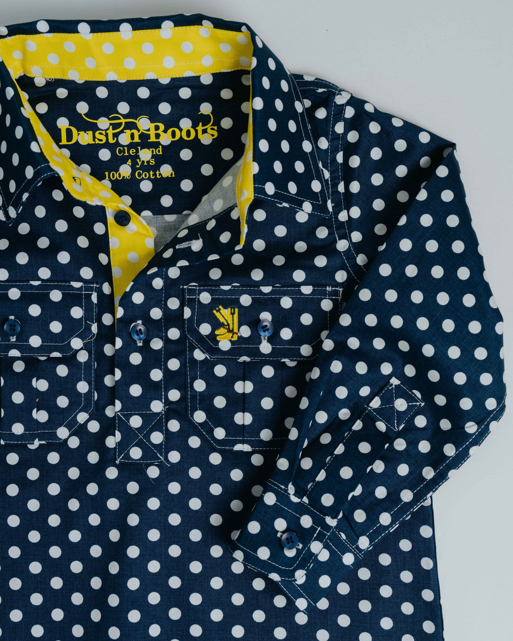 Kids D-Navy Spot/Yellow Trim