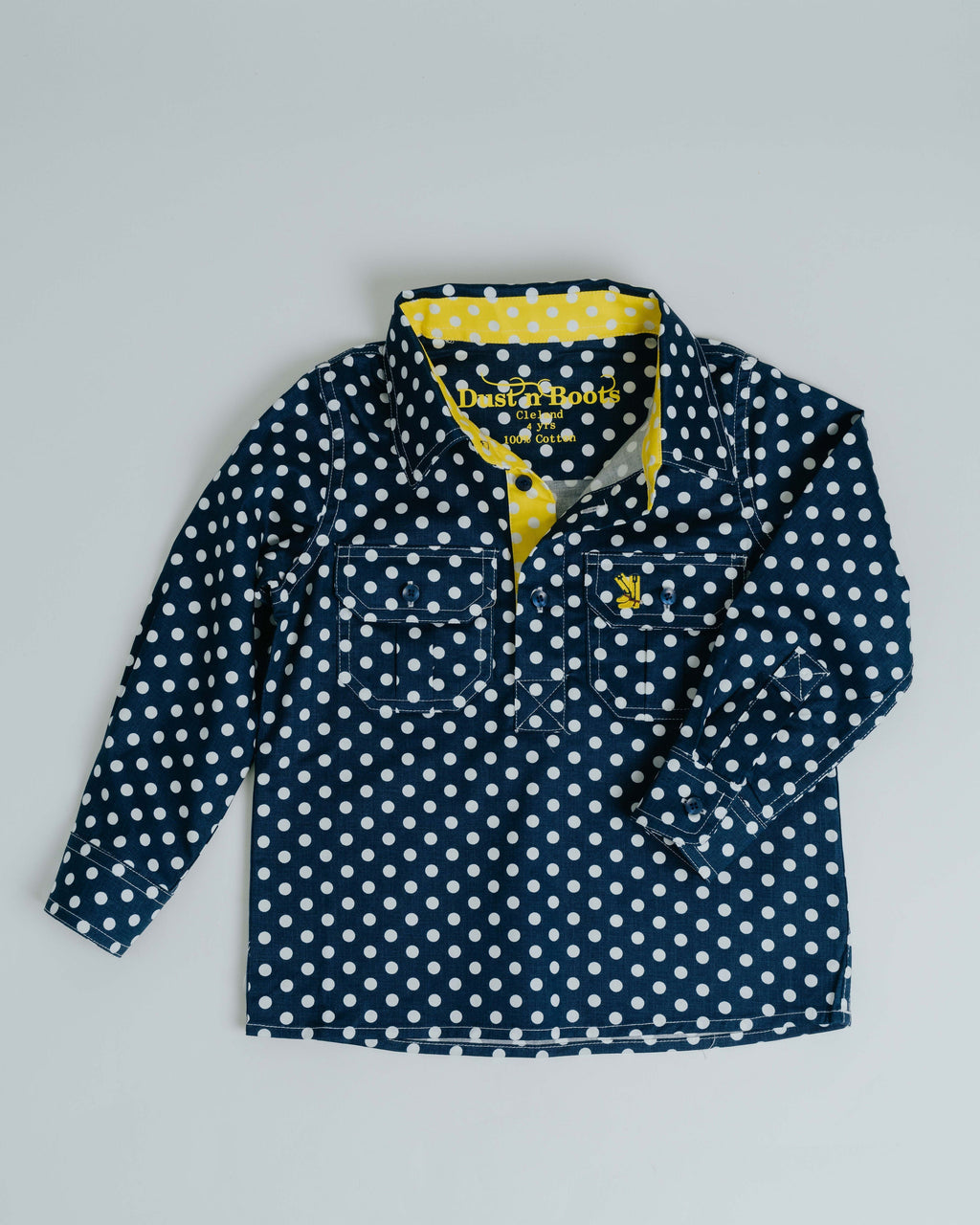 Kids D-Navy Spot/Yellow Trim