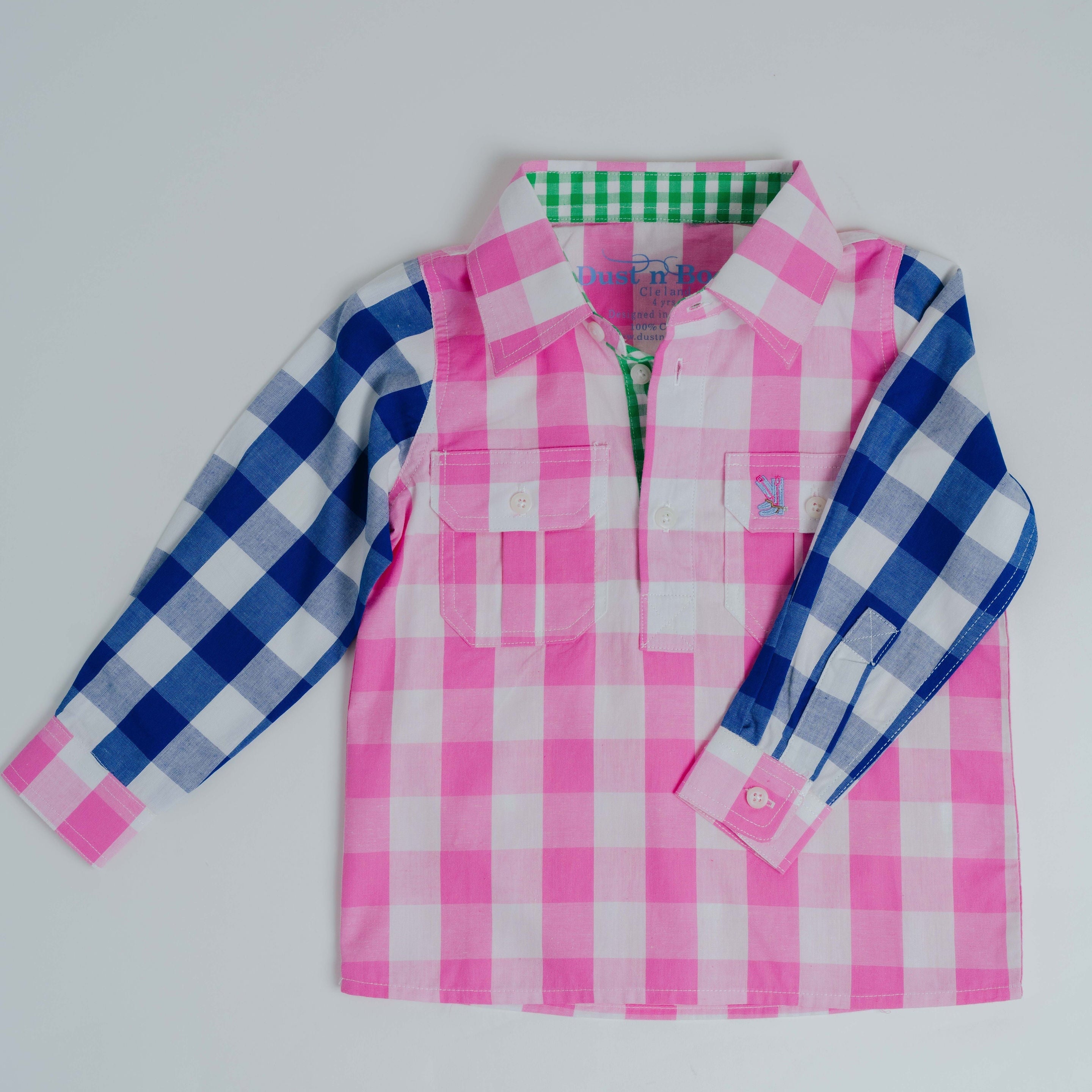 Kids F-Large Pink Check Multi Shirt
