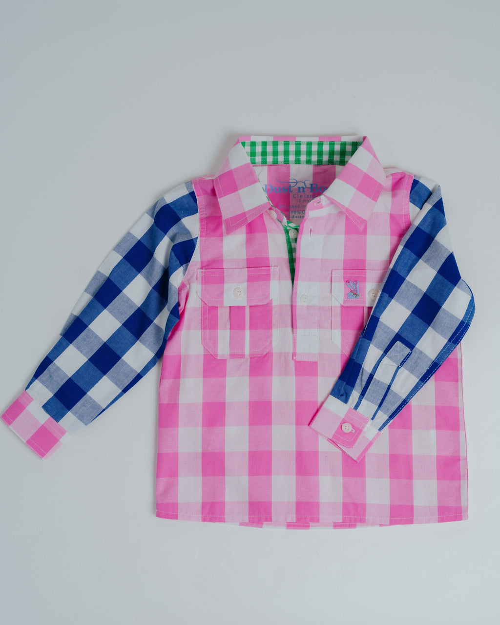 Kids F-Large Pink Check Multi Shirt
