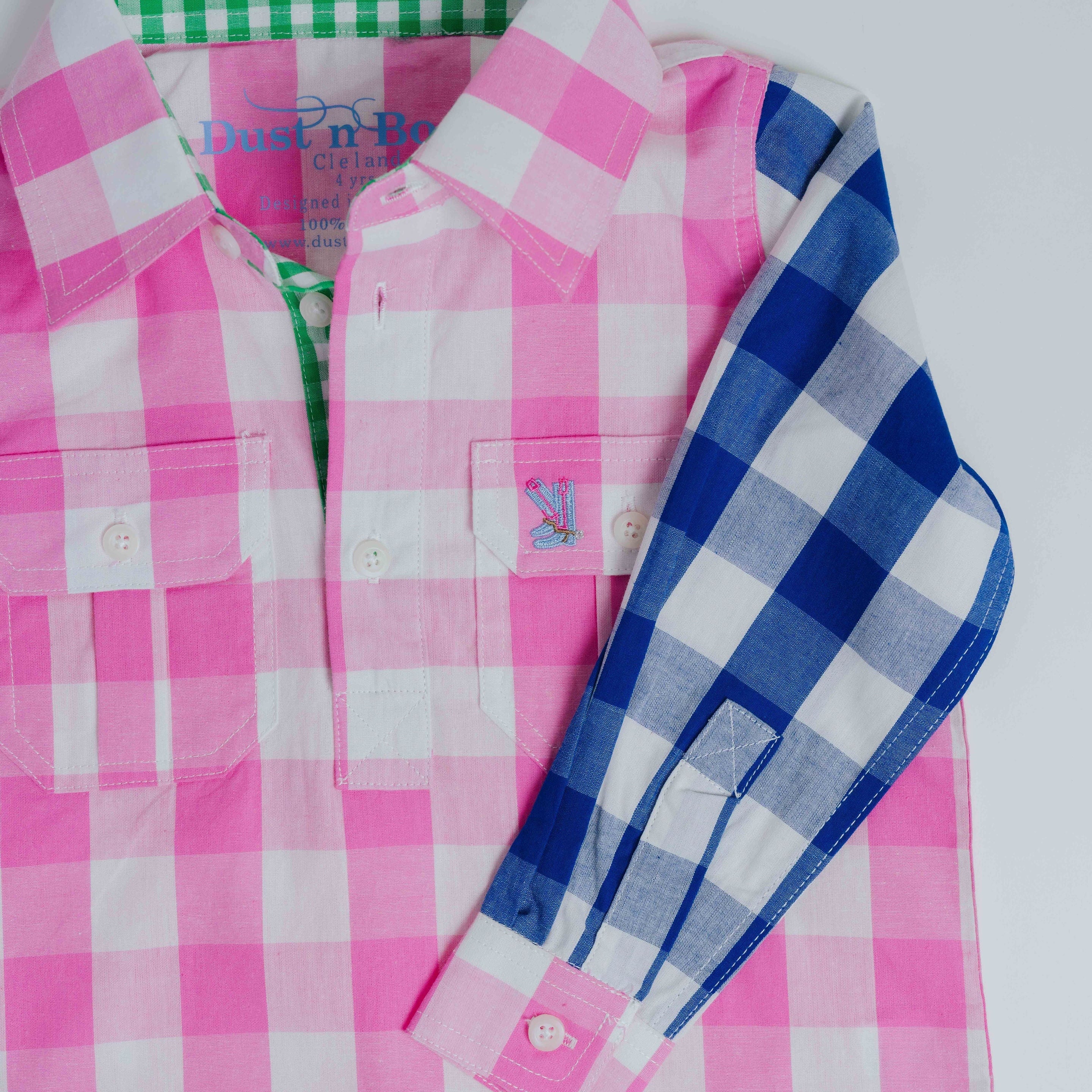 Kids F-Large Pink Check Multi Shirt